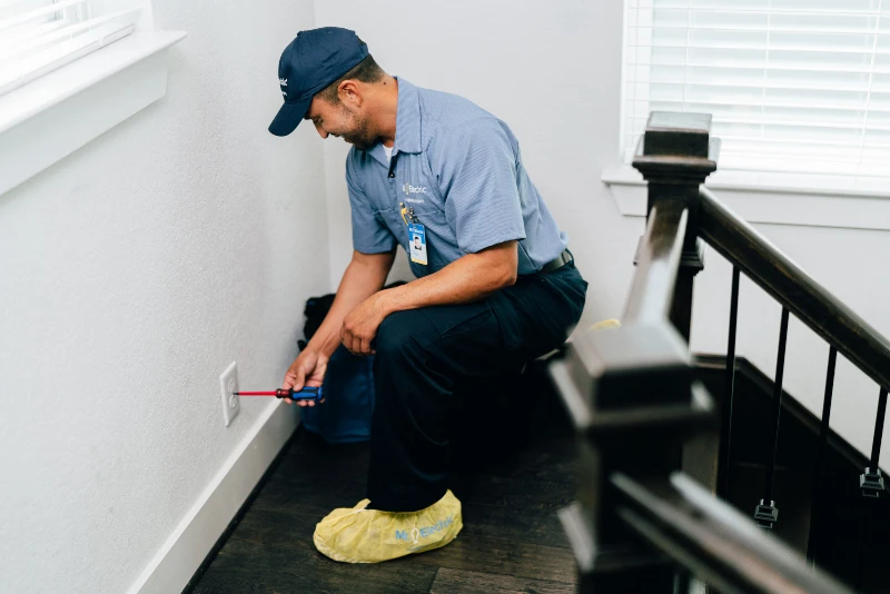 Mr. Electric electrician installing a child-proof power outlet in Kettering, OH.