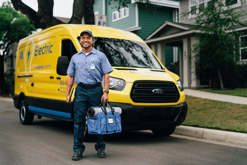 Mr. Electric of Metairie electrician standing in front of a customer's home in LaPlace, LA.